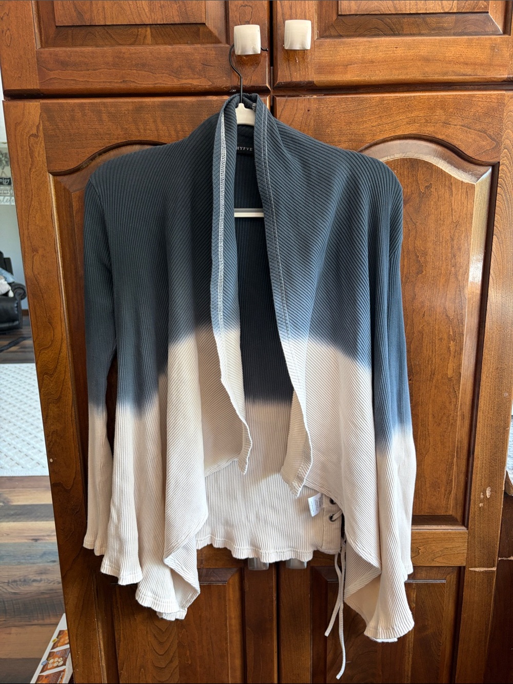 HYFVE Ombre Draped Open-Front Cardigan — Blue & Cream